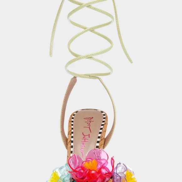 Betsey Johnson Delany Green Multi Lace-up Heels - Picture 2 of 4